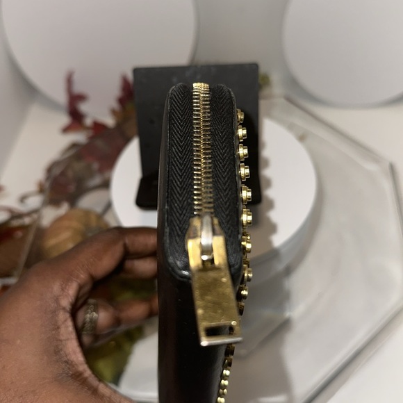 Saint Laurent Nailhead Studded Zip Around Black Leather Wallet - AS IS - Picture 5 of 9